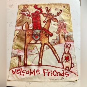 Christmas Reindeer Garden Flag 12" x 18" Vertical - Outdoor Decorative Flag